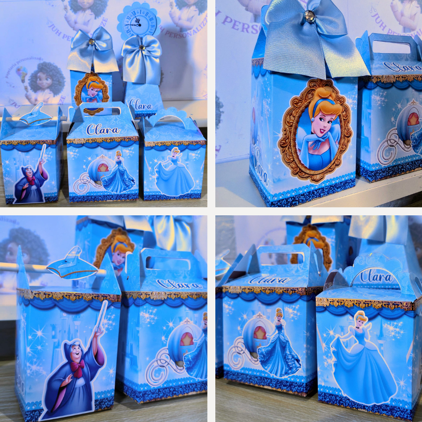 KIT PEGUE E MONTE FESTA | CAIXINHA PERSONALIZADAS LEMBRANCINHA PRINCESA CINDERELA ANIVERSARIO PAPEL BRILHOSO