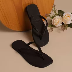Chinelo Feminino Bico Quadrado Leve Confortável Casual Verão Praia Piscina
