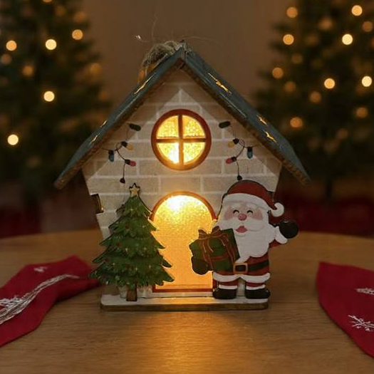 Enfeite Luminoso P Natalino Casinha Árvore de Natal 7,0 cm (comprimento) x 4,0 cm (largura) x 7,5 cm (altura)