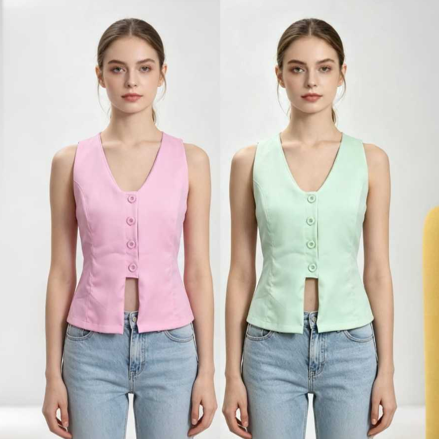Coleta Feminina em Alfaiataria com Botões Forrados e Argolas Douradas ✨ Elegante, moderna e com caimento impecável, n