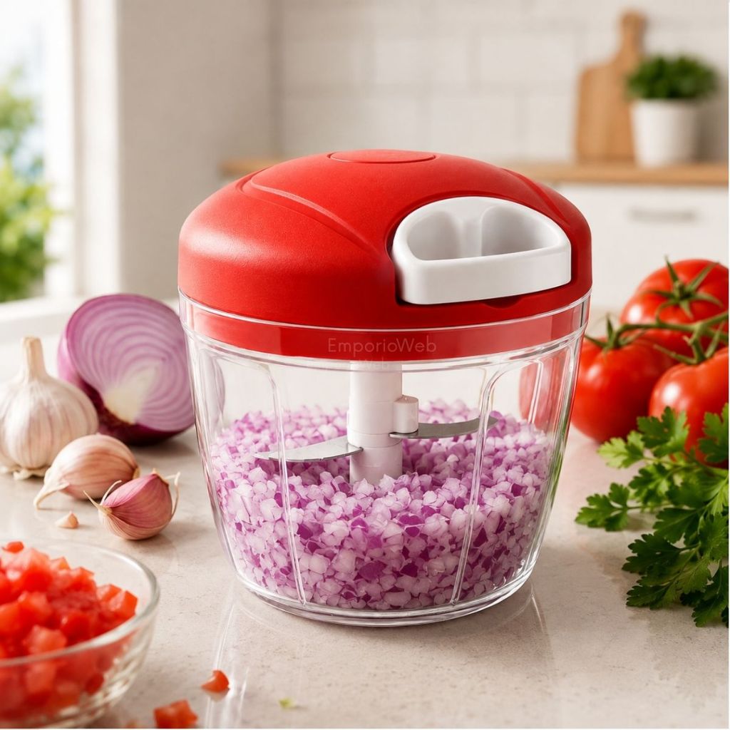 Processador e Triturador 500ml 3 Laminas Portátil Aço Inox com Cordinha De Alimentos e Legumes