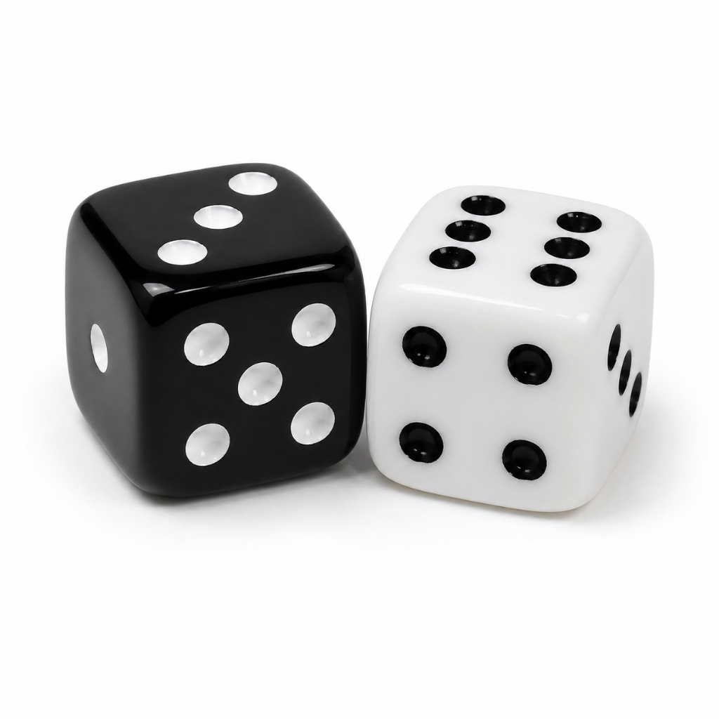 Dados preto e branco  para jogos 16mm com 2 unidades