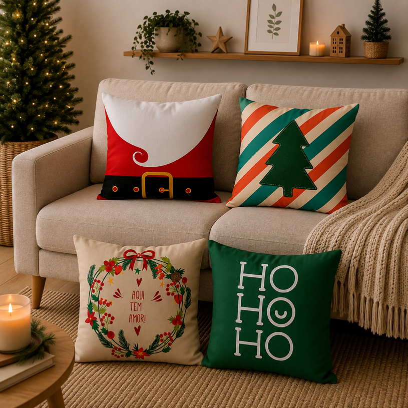 Kit 4 Capas De Almofadas de Natal 45x45 — imagem 2 de 2