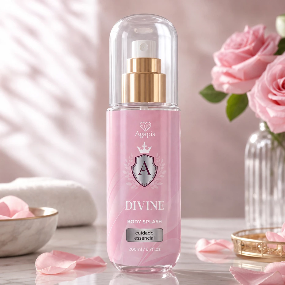 Body Splash Divine Agapis Beauty 200ml Fragrância Sedutora Desodorante Corporal Colônia