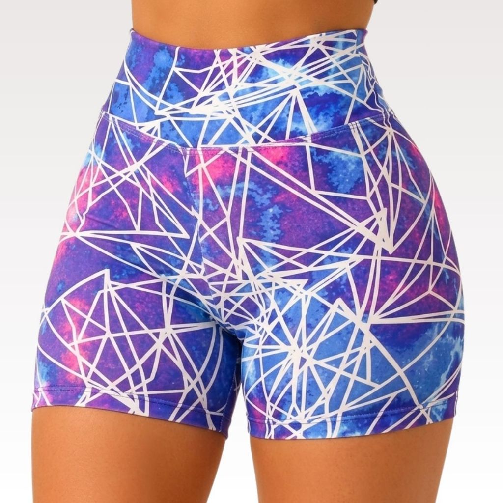 Short Fitness Cintura Alta Estampado Zero Transparencia Feminino Modelador Academia Suplex P ao GG