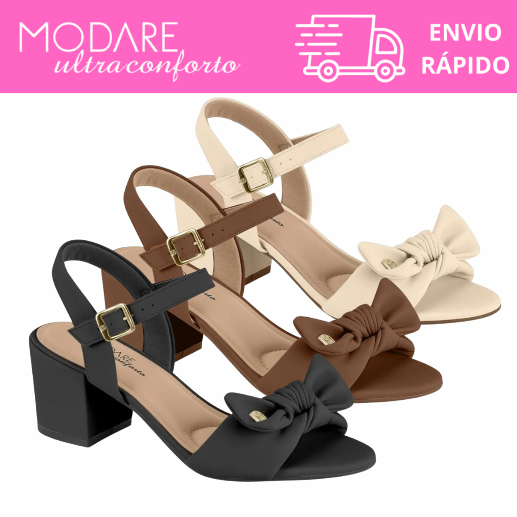 Sandália Modare Feminina Salto Bloco Ultraconforto Confortável Elegante Leve Casual Moderno Resistente Original 7109.492