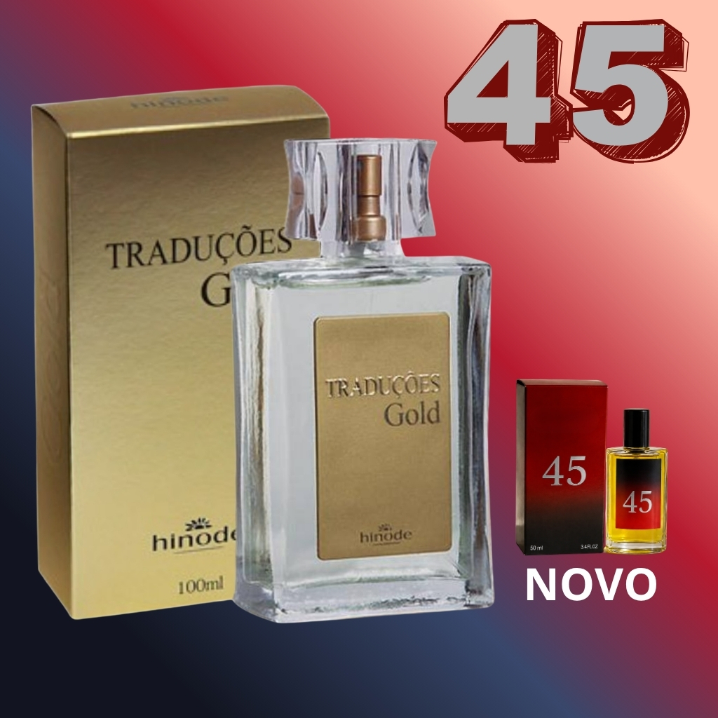 Perfume Masculino Traduções Gold Nº45 Hinode - Fahrenheit 100ml/50ml - Aromatico Fougere - Aroma Moderado Nova Embalagem