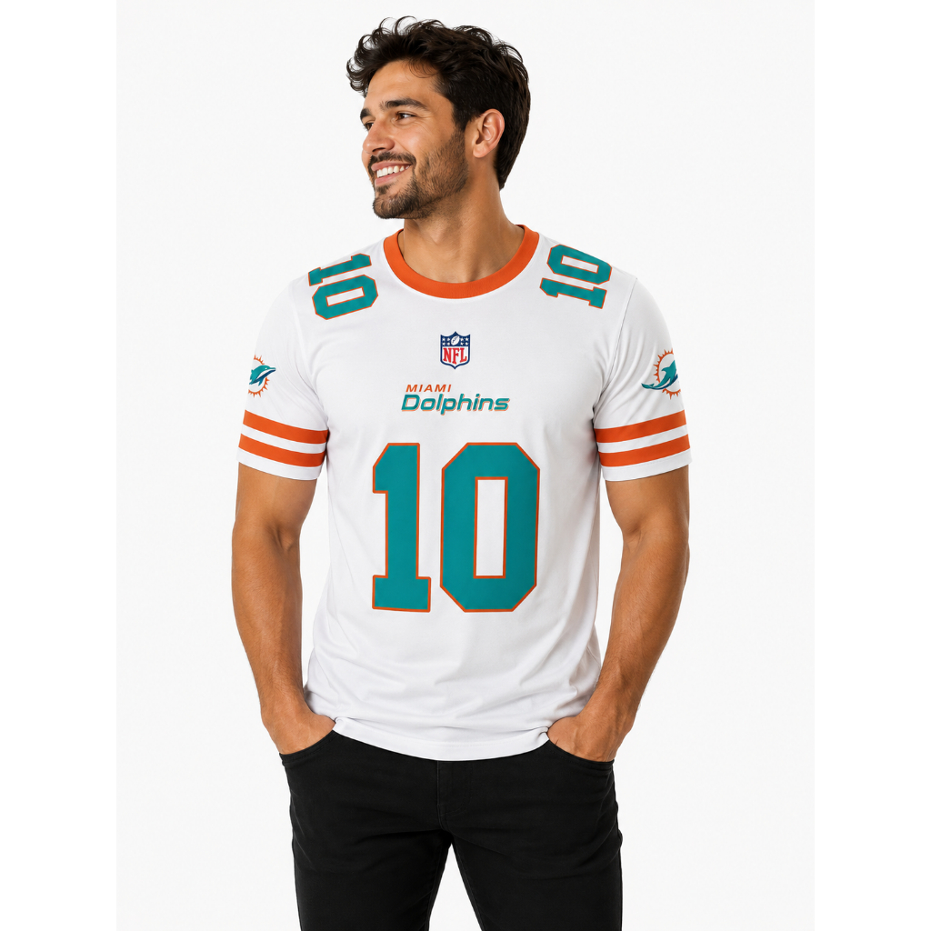 Camisa Futebol Americano Branca Hill Manga Curta Dry Uv50+