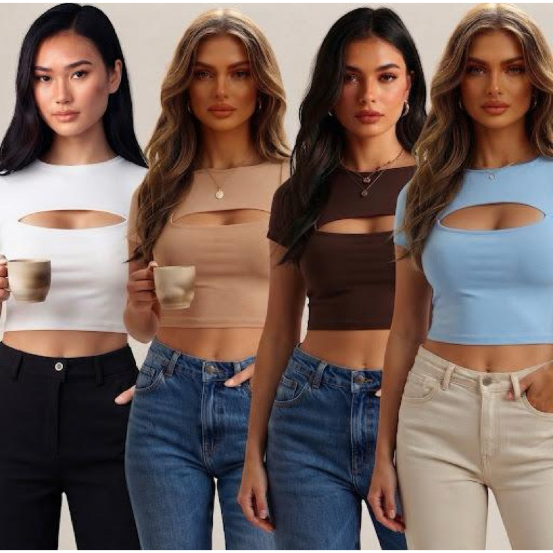 Kit 3 Blusinha Baby Look  Cropped- Casual Dia a Dia Elegante Básica canelada Moderna Tendência Influencer