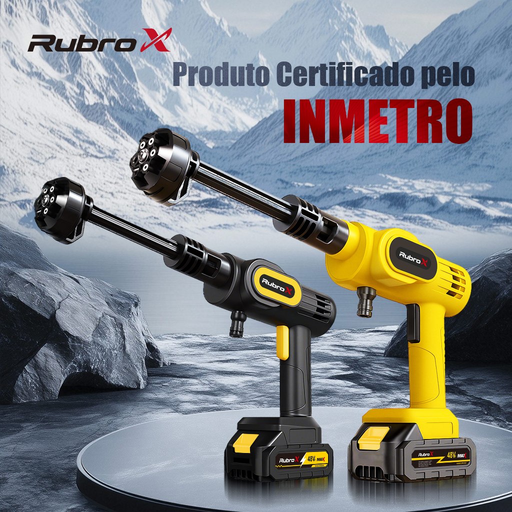 RubroX Lavadora Alta Pressão 300W Lava Jato Portátil Recarregável Com Maleta e Acessórios 2 bateria