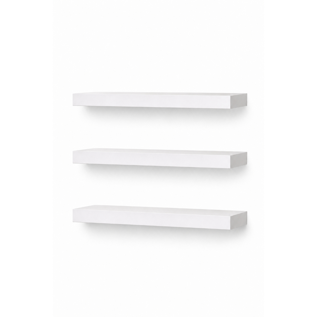 Kit Prateleiras Flutuantes Invisíveis MDF Nichos para Sala, Cozinha, Quarto e Banheiro com Kit de Instalação 45x15 ou 45x20