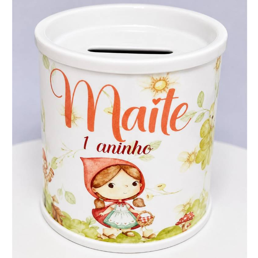 Kit Mini cofrinho personalizado 7×6- Lembrancinha de maternidade/chá de bebê/Aniversário/Chapeuzinho Vermelho