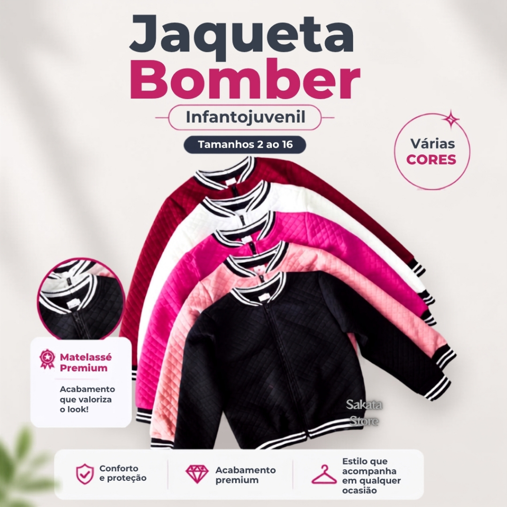 Jaqueta Casaco Blusa Bomber Infantil / Juvenil UNISSEX