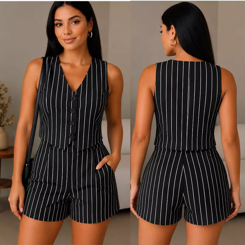 Conjunto Feminino Shorts e Colete Nova Tendência Primavera Verão 2026 — foto 5