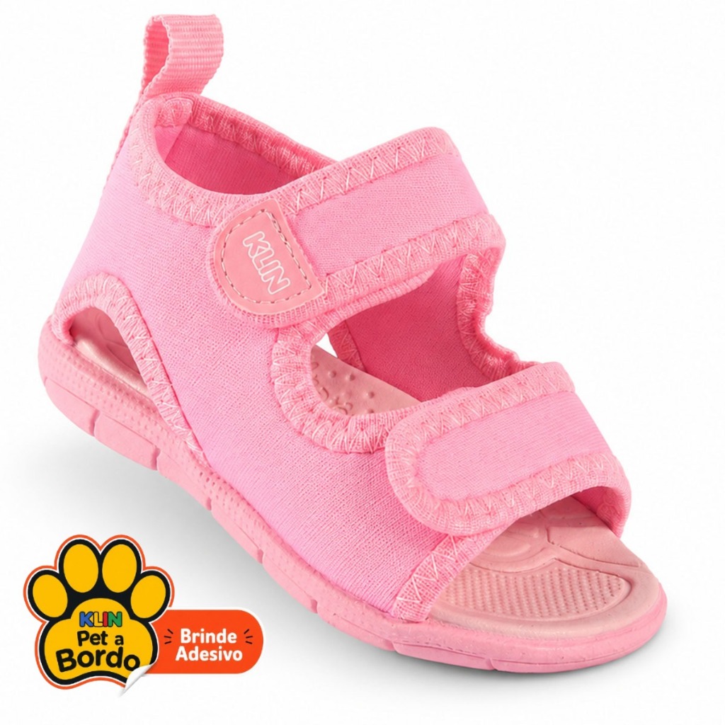 Sandália Papete Infantil Menina Klin Tic Tac Anatômica com Fecho em Velcro Bebe Primeiros Passos