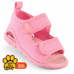Sandália Papete Infantil Menina Klin Tic Tac Anatômica com Fecho em Velcro Bebe Primeiros Passos