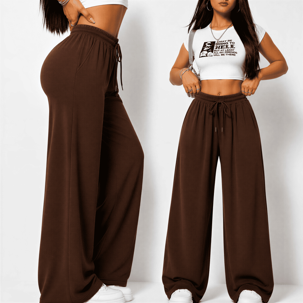 Calça Pantalona Wide Leg Ampla Alfaiataria Cintura Alta Cós Elástico Elegante Caimento Social Trabalho Look Conforto Dia