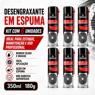 KIT 6 Desengraxante em Espuma Óleos Graxas Incrustações Facil Aplicação