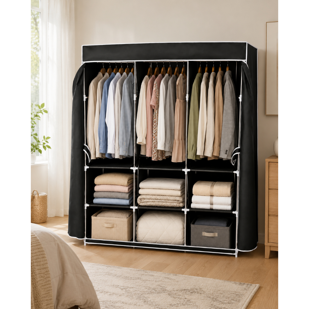 Guarda Roupa Casal Portátil Dobrável Solteiro Closet Organizador Grande Desmontável Quarto Umbrella