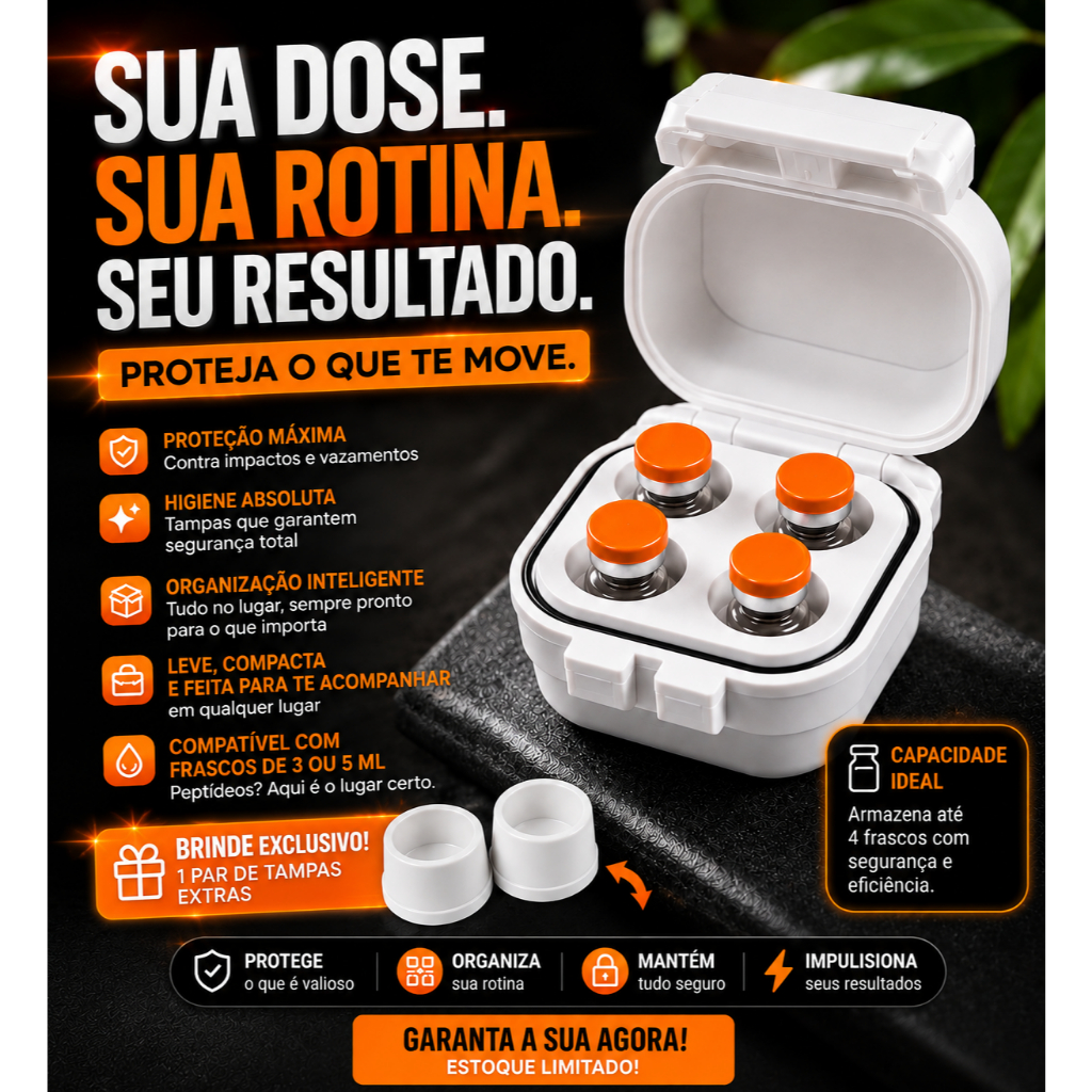Caixa Porta Ampola 3ml a 5ml Case Organizadora p/ Tirze 4 Porta Frascos Ampolas Para Vacinas e Injeções