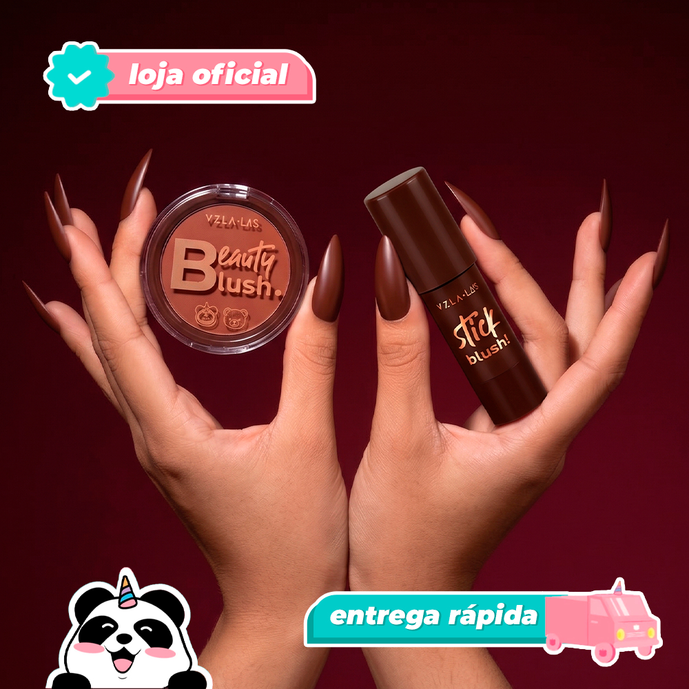 Kit Blushes Vizzela La's Red Mocha Compacto + Stick Versatilidade Vegano Original Vizzela