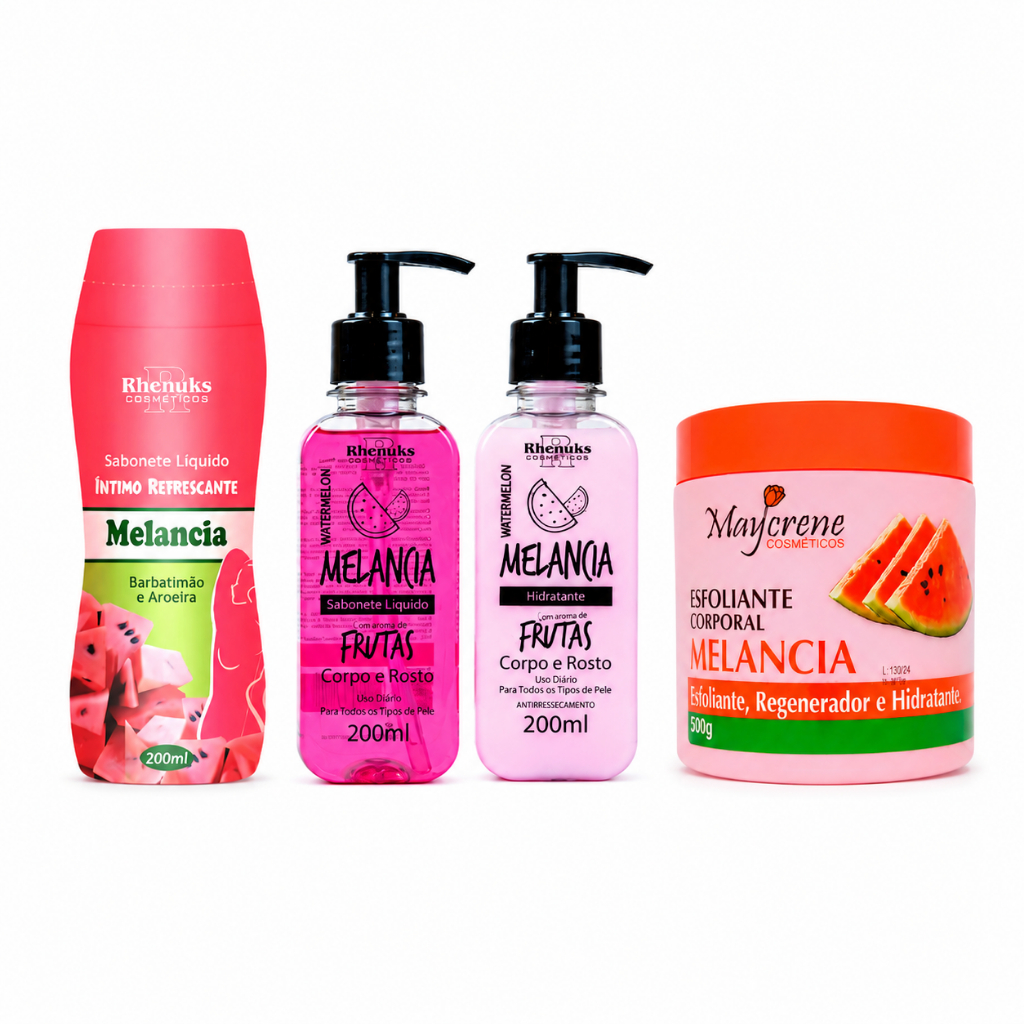 Kit Corporal Completo Melancia Sabonete Hidratante Esfoliante