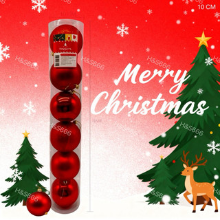 kit com 6 Bola 10cm mista de Natal fosca / lisa /  Glitter