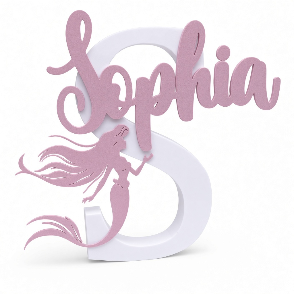 Letreiro Nome Tema Ariel Personalizado 3D Decoração Mesa Aniversário Topo Bolo Maternidade