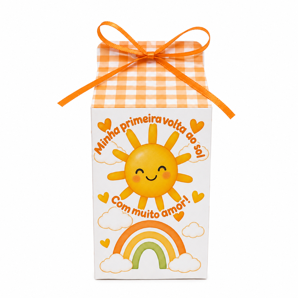 Caixinhas Personalizadas Minha Primeira Volta ao Sol | Caixa Milk | Lembrancinhas Aniversário | Fazemos Todos os Temas