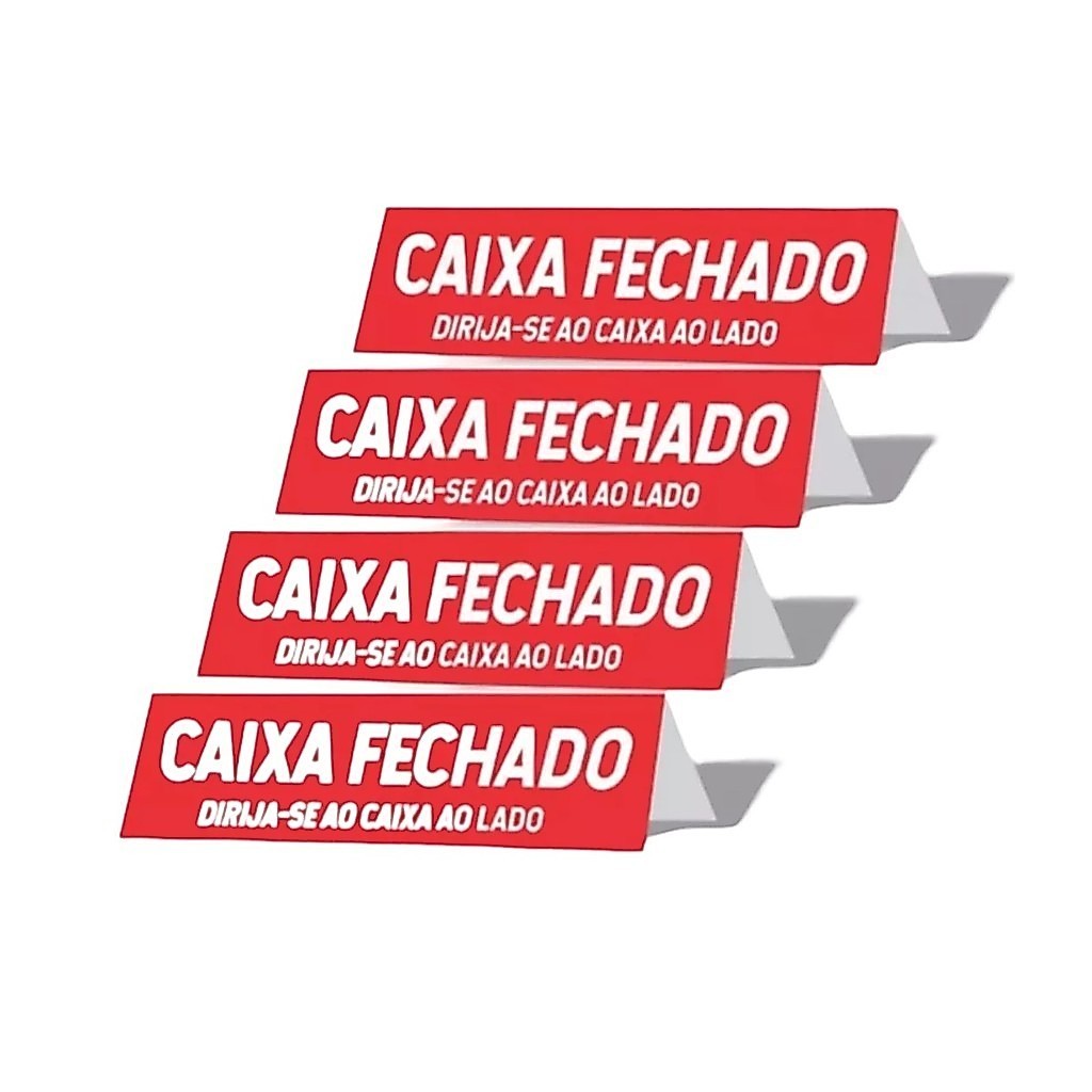 Placa Caixa Fechado Display 30x7cm Frente Verso Balcao Mercado Comercio Lojas Supermercado 30x7cm