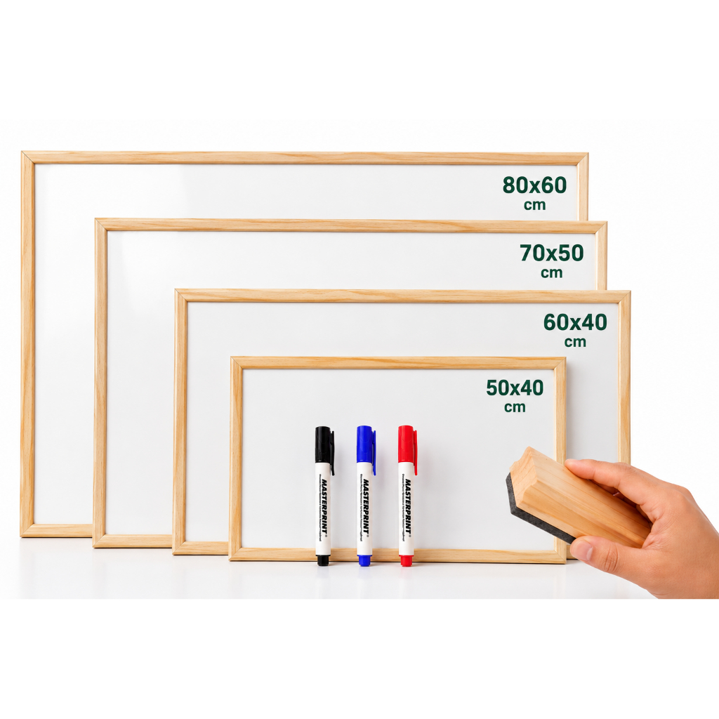 Lousa Branca Quadro Escolar Trabalho Moldura em Madeira Mdf