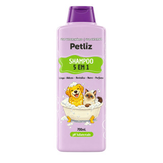 Shampoo Petliz 5 em 1 700ml para Cachorro e Gato Pet Hidrata Nutre Revitaliza Perfuma pH Balanceado
