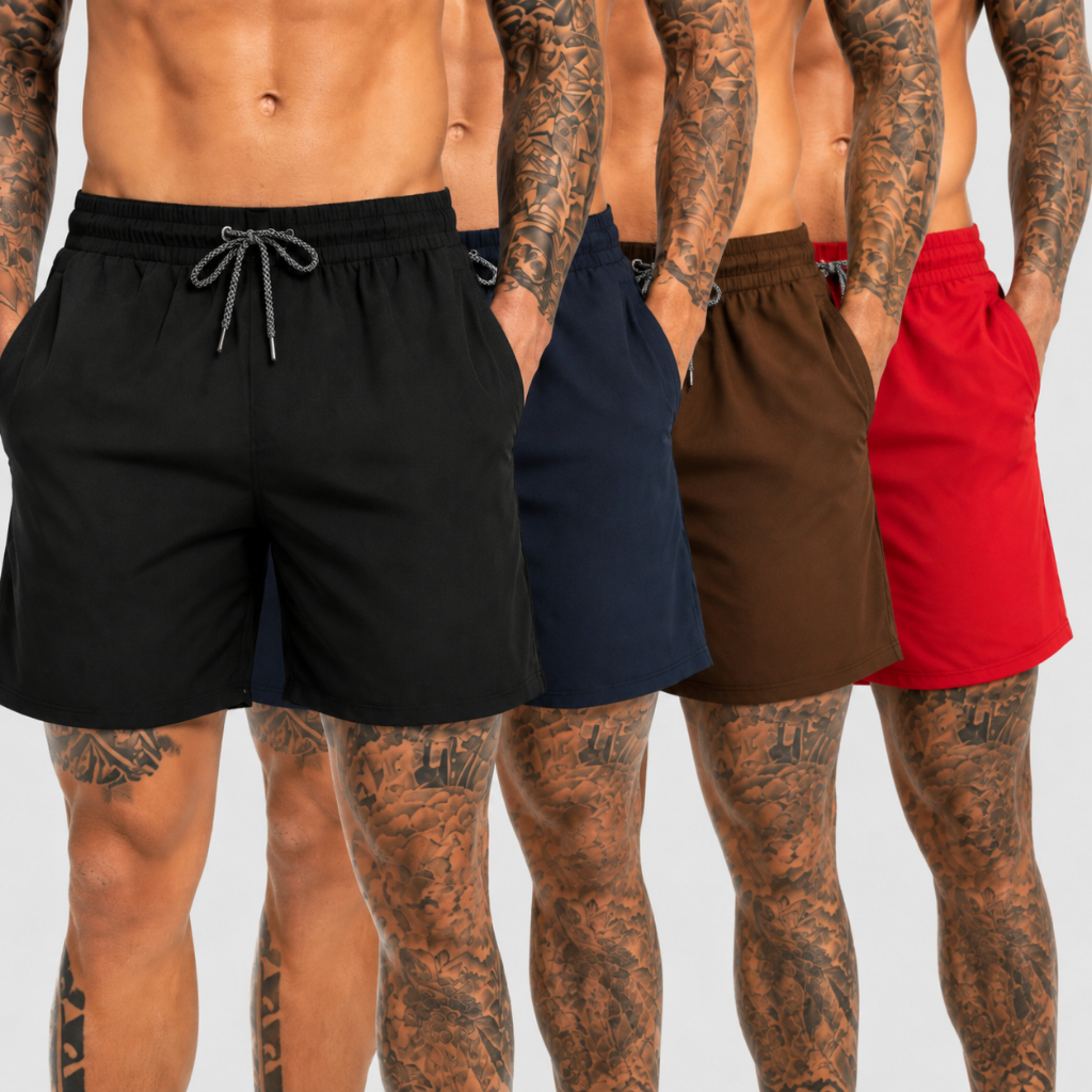 Kit 4 Bermudas Masculinas Tactel com Elastano e Bolsos Confortáveis para Treino Academia e Corrida Secagem Rápida