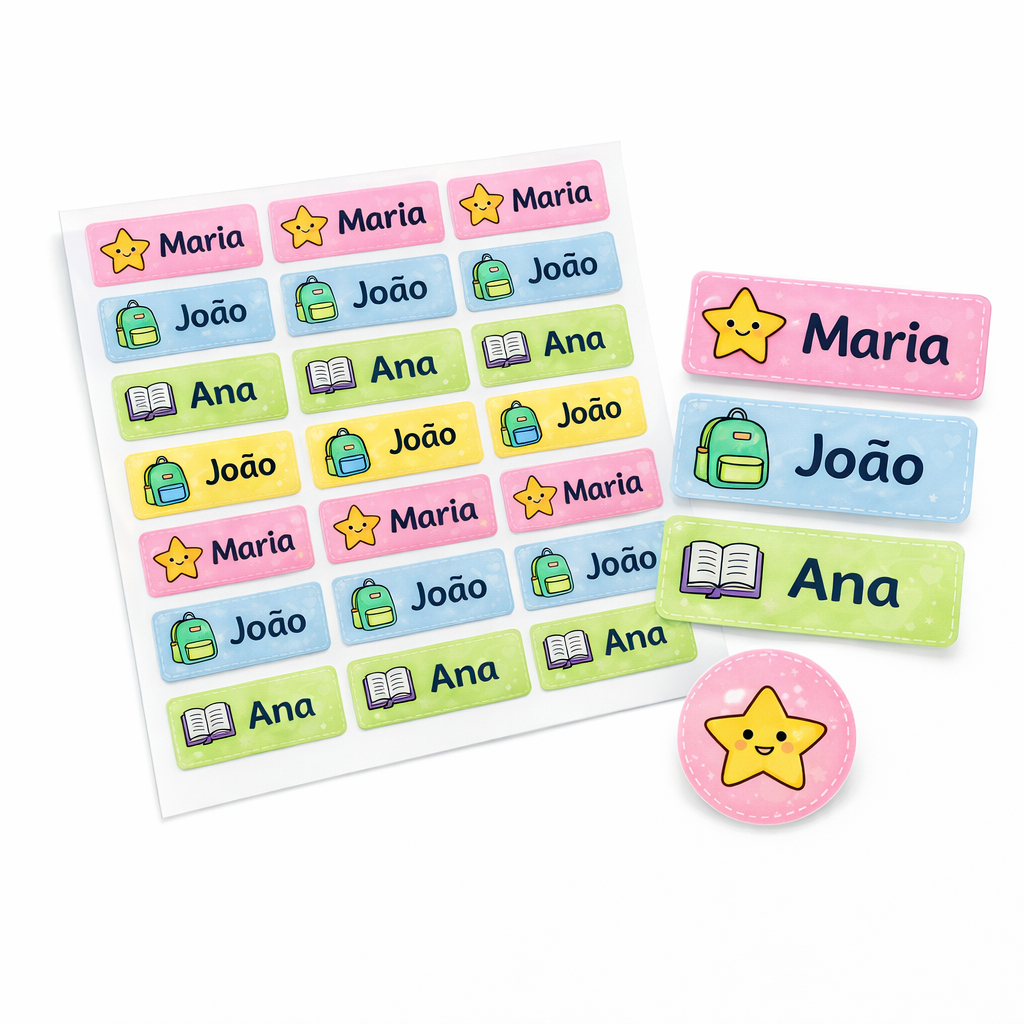Etiqueta Escolar Personalizada 5x2cm Kit 100 Unidades Adesiva Prova D'água Papel Fotográfico Envie Sua Arte