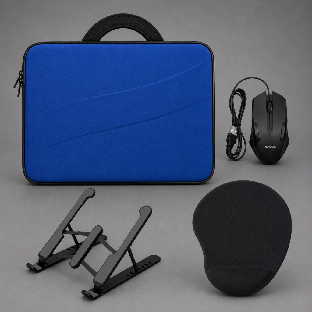 Maleta Para Notebook + Suporte De Mesa + Mousepad + Mouse Usb