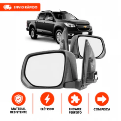Retrovisor Chevrolet S10 2012 A 2024 Eletrico Preto Liso Com Pisca