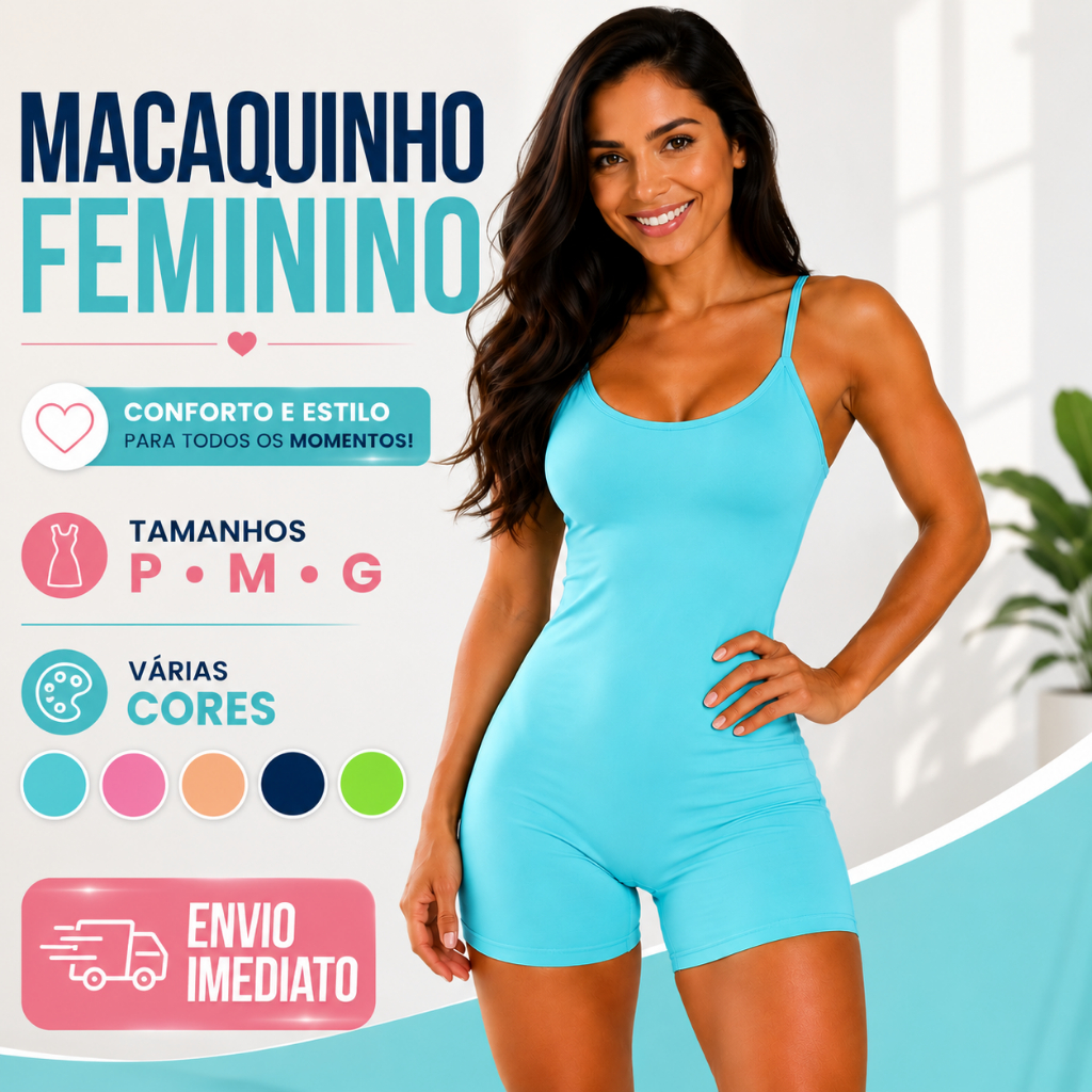 Macaquinho Feminino Fitness Suplex Academia Alta Compressão Não Transparente |5197|