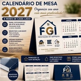 20 Calendários 2027 de mesa personalizado com a logan da sua empresa. Calendário 2027 com logan para empresas. Brindes