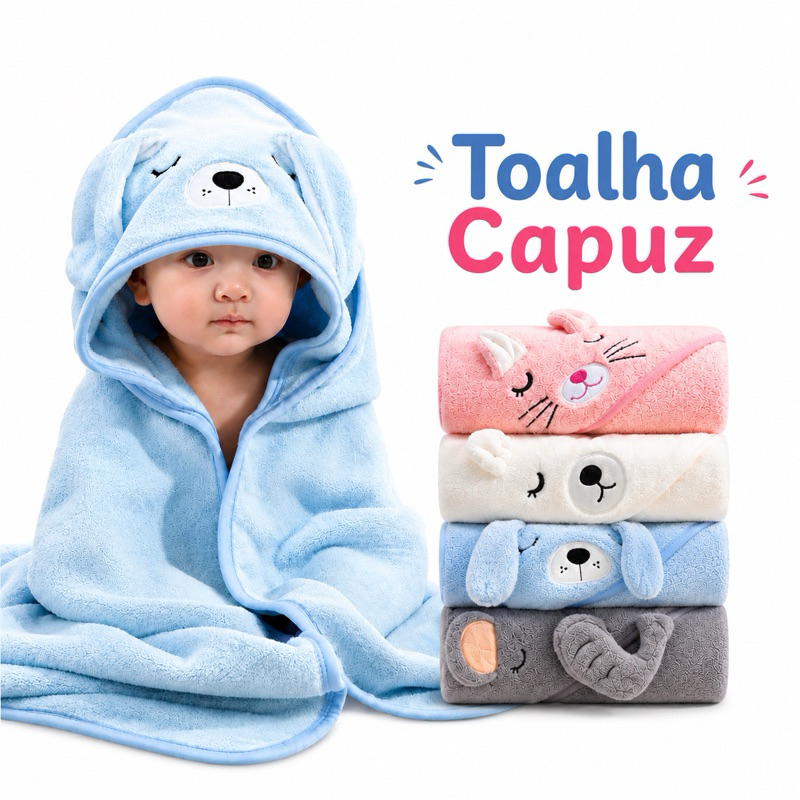 Toalha De Banho Bordado Bebê Capuz Roupão Infantil Absorvente Recém Nascido Criança Bichinho