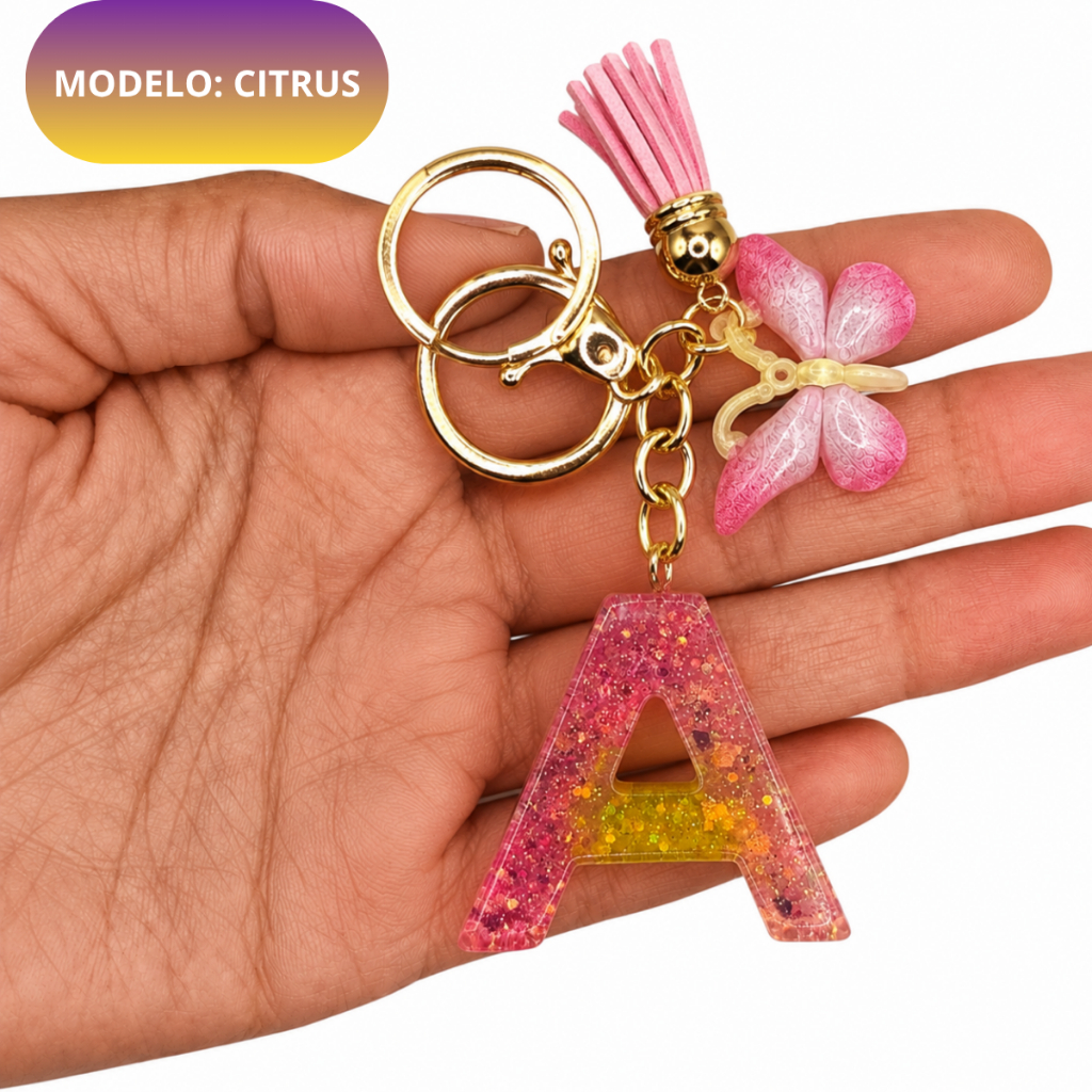 Kit Chaveiro Personalizado De Resina Lembrancinha Presente Borboleta Bolsa Chave Com Letras A-Z — imagem 2 de 2