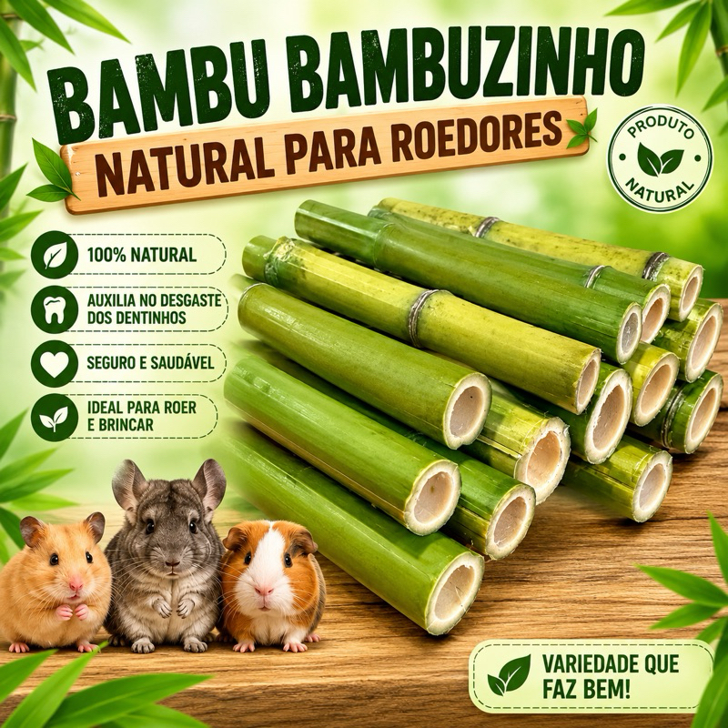 Brinquedo de Bambu natural 15cm para roedores coelhos chinchilas hamsters