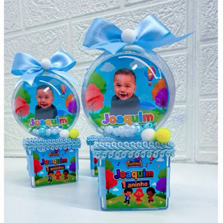 Caixa Acrílica com Esfera Personalizada – Lembrancinha Infantil com Foto, Nome e Idade