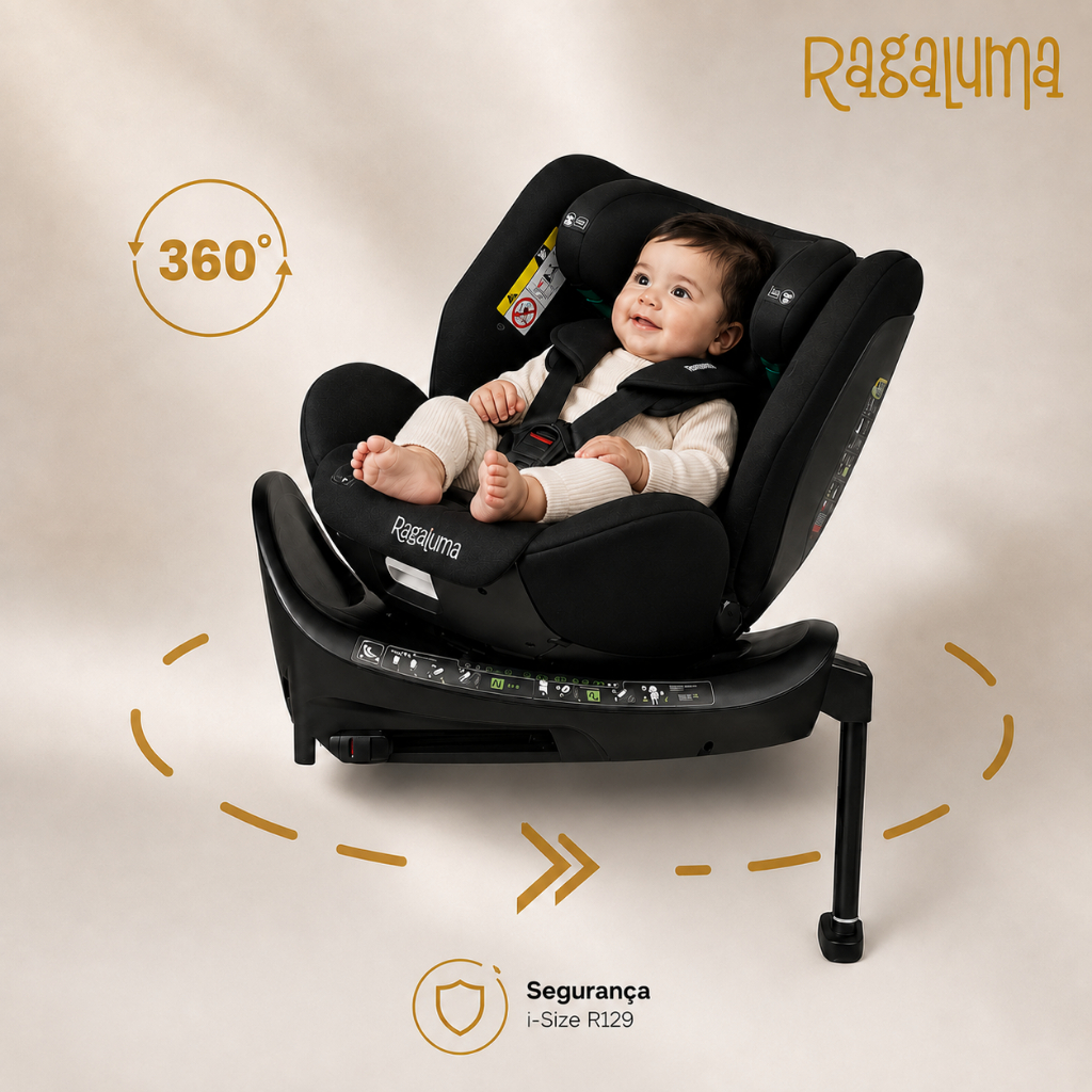 CADEIRA DE CARRO BEBE ISOFIX 360 GRAUS COM ANCORA FRONTAL DE 0 A 12 ANOS GIO CONFORT MAX RAGALUMA