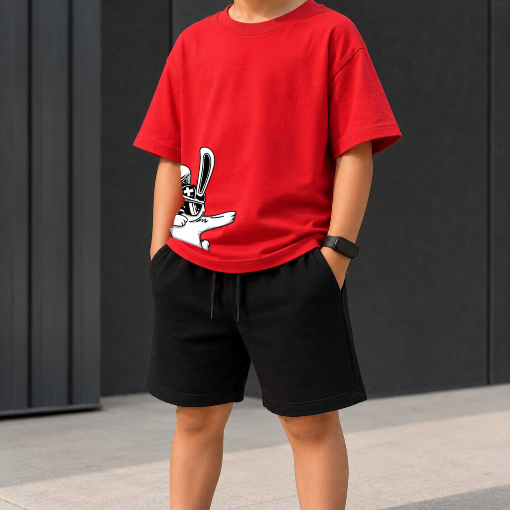 Kit Camiseta Masculina Infantil e Short Moletinho Várias Cores + Brinde