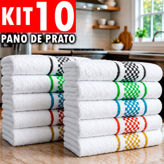 Kit 10 e 5 Panos de Prato 45x70 Jacquard Premium Atoalhado Copa Toalha de Cozinha