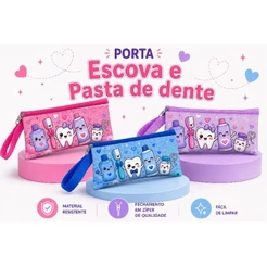 Kit 2 Necessaire Porta Escova e Pasta de Dente Viagem Higiene Bucal Organizador de Bolsa