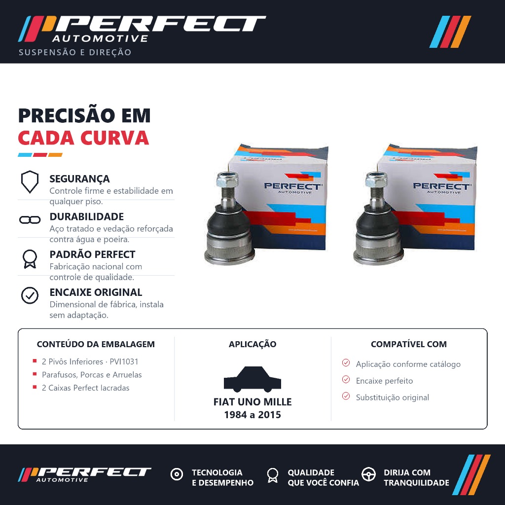 Par Pivô Suspensão Fiat Uno Mille 1984 a 2015 Perfect