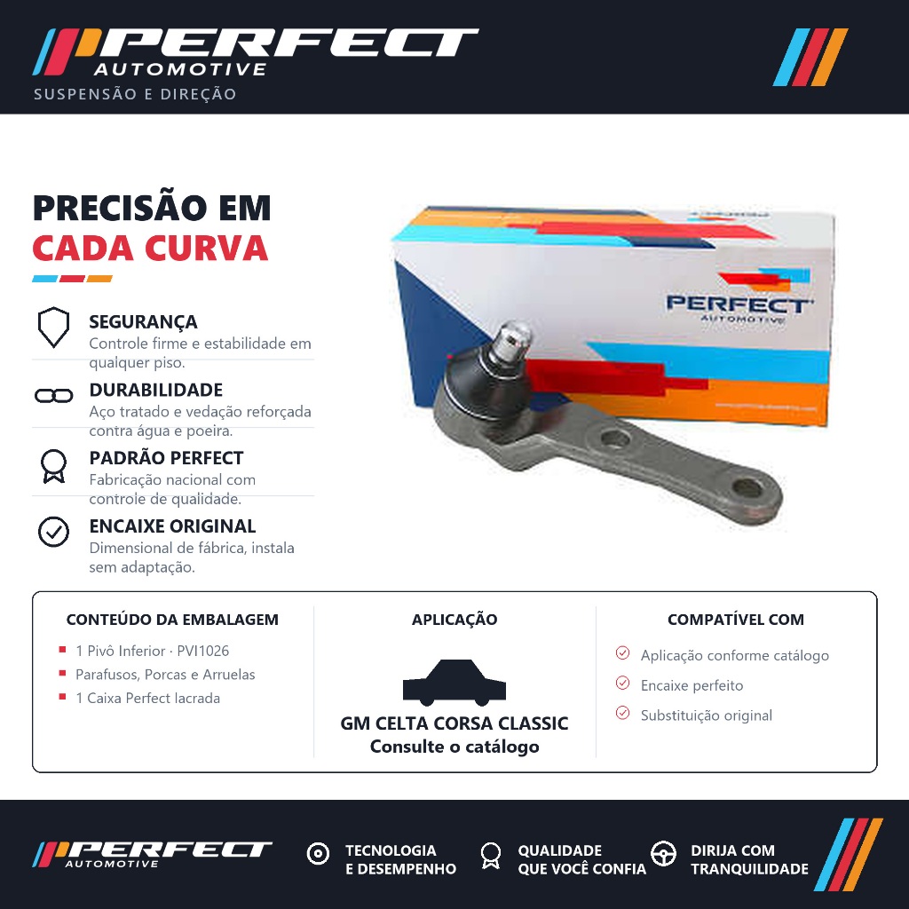 Pivo De Suspensão Inferior GM Celta Corsa Classic Pick-up Wagon Prisma – Perfect PVI1026