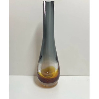 Vaso Decorativo Vidro Murano Cinza Quartzo e Âmbar Elegante para sala, aparador e mesa