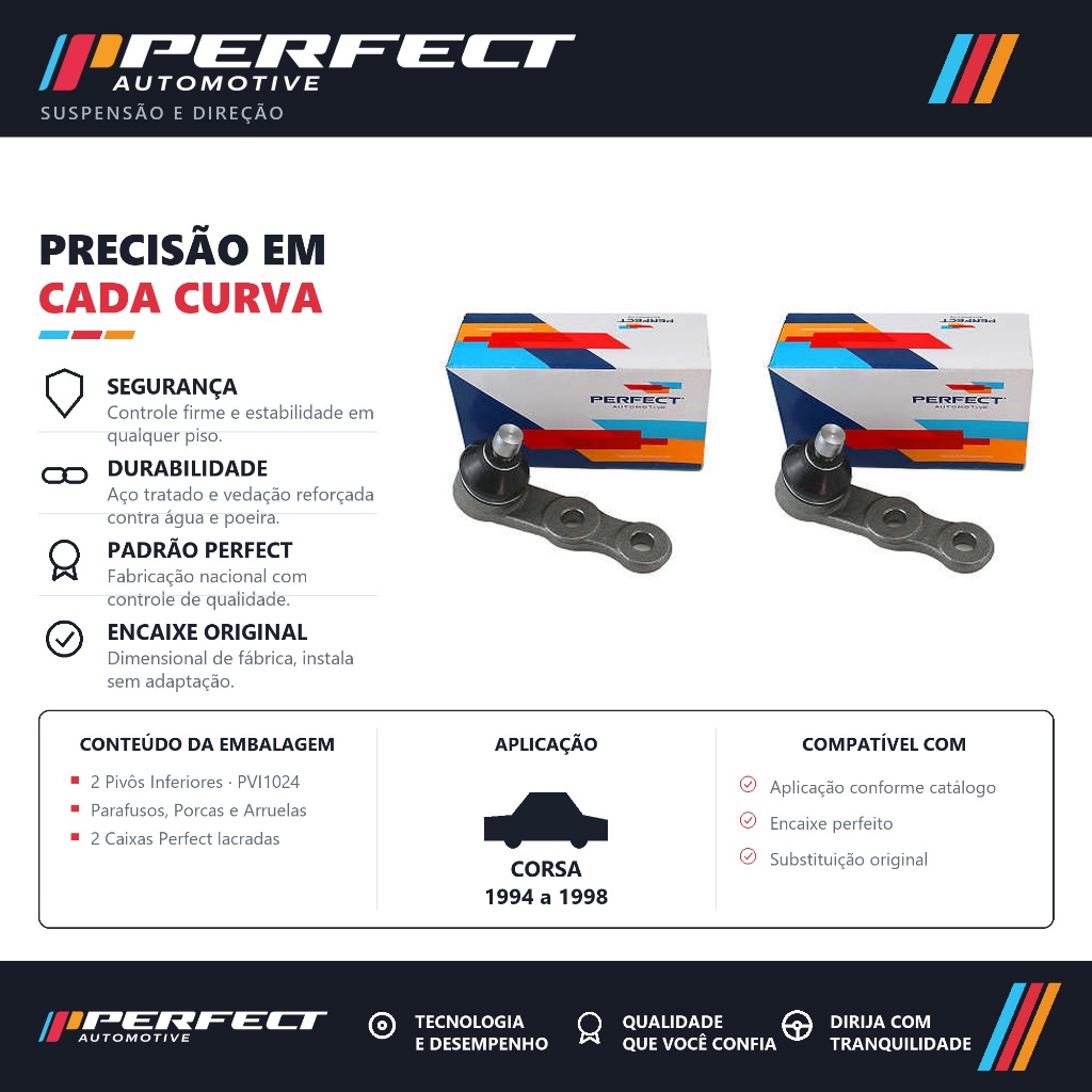 Par Pivo De Suspensão Corsa 1994 a 1998 Perfect PVI1024